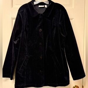 D&co. Denim & Company A342704 black Wide Wale Corduroy Barn Jacket NWOT